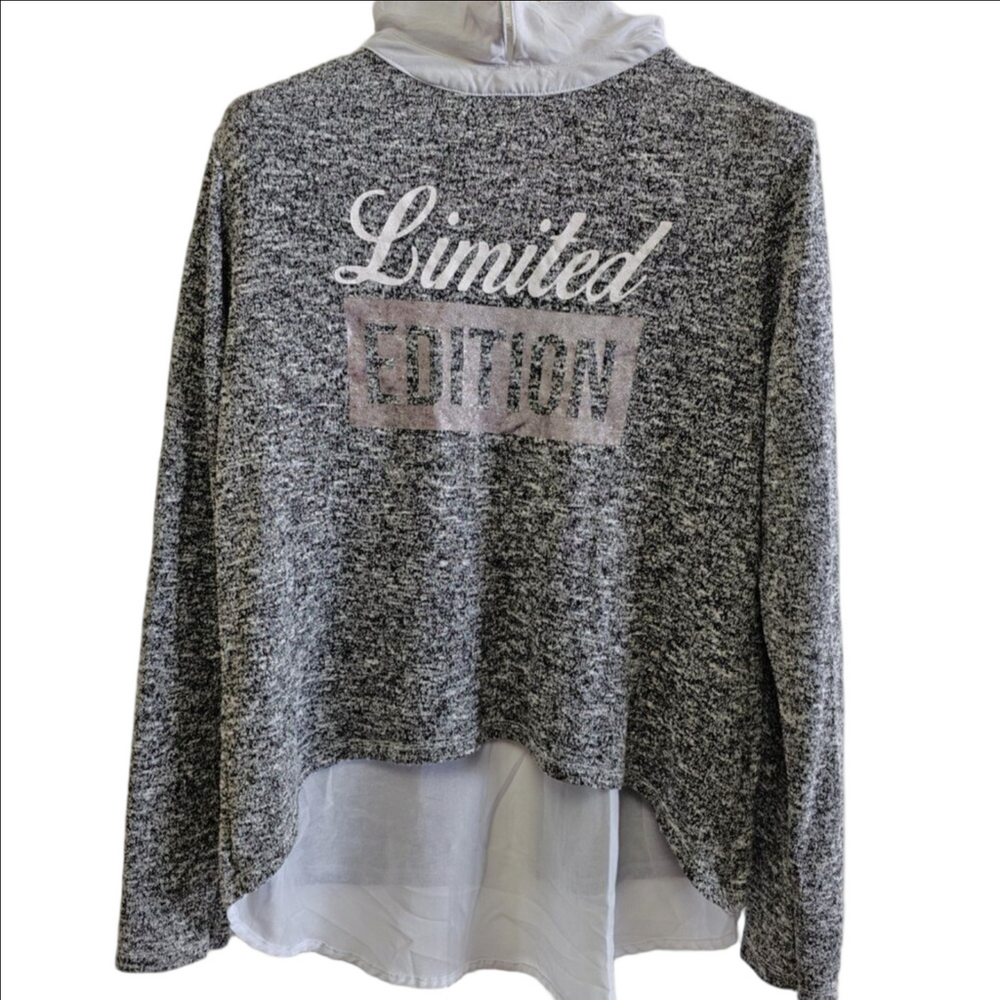 Sexy  Faux Layeed Glitter Sweater with Split Open back